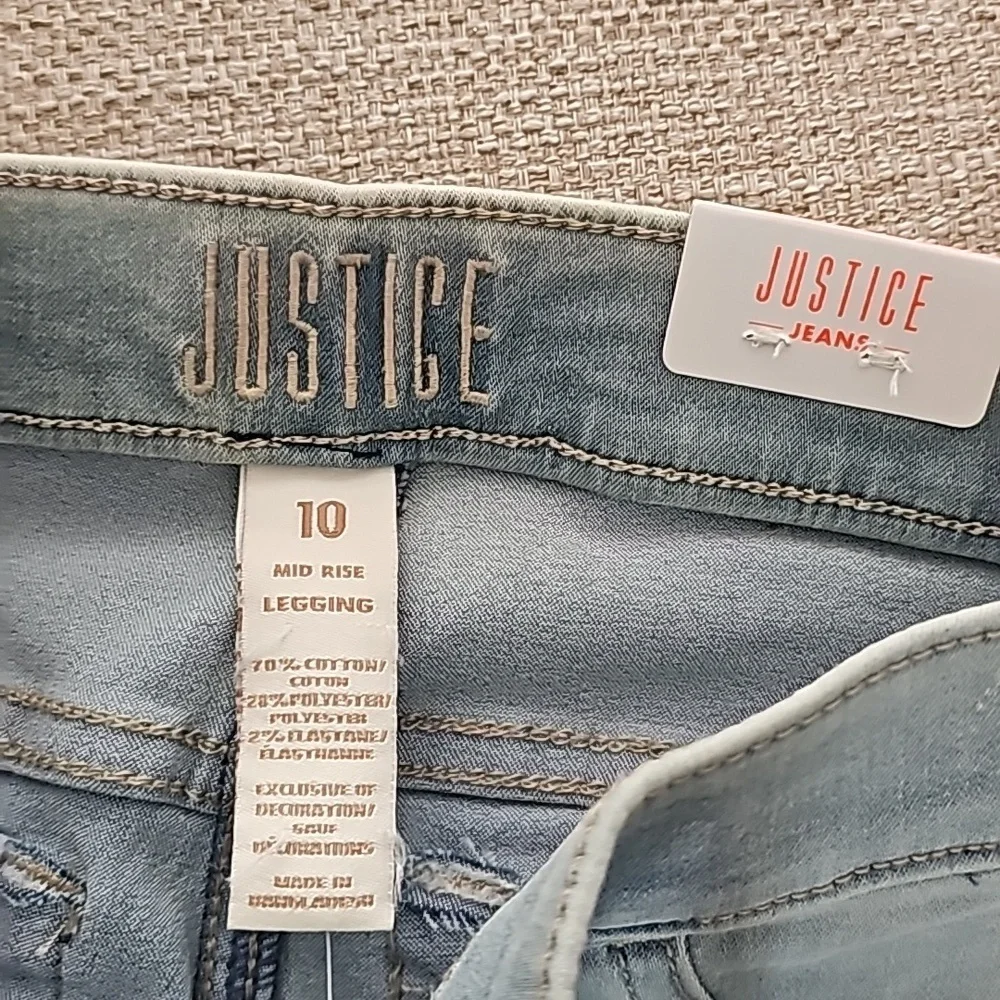Justice Jeggings Ripped Skinny Blue size 10 Juniors High Rise nwt